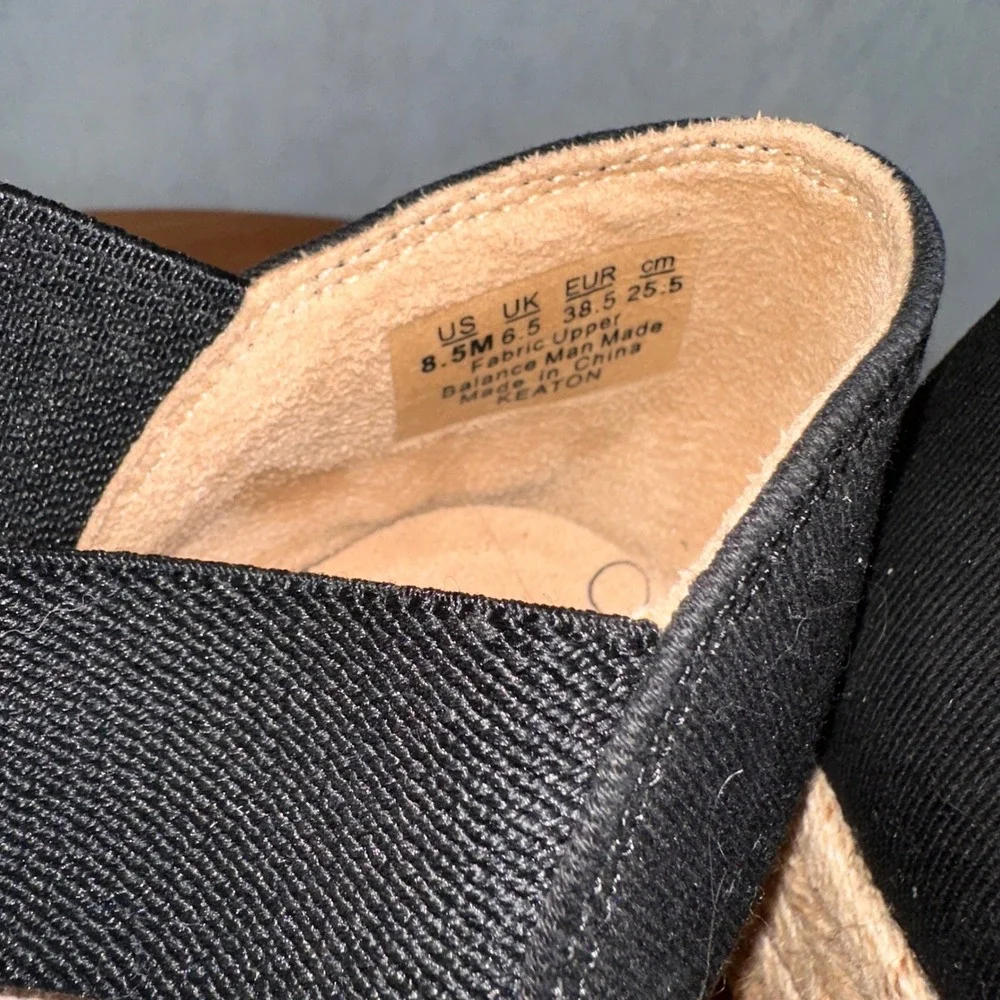 LifeStride Keaton Wedge Espadrilles Women 8.5M Black Good Crisscross Straps